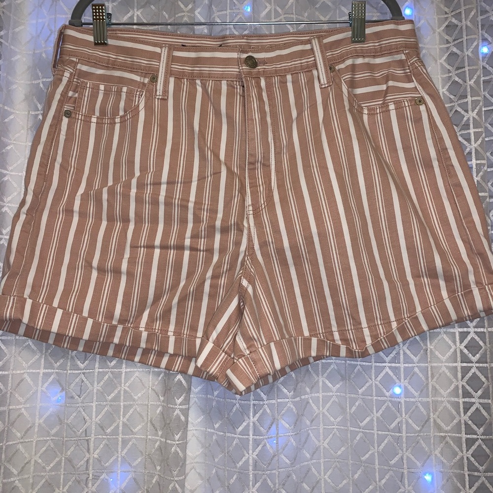 American Eagle Blush Pink Stripped Jean Shorts